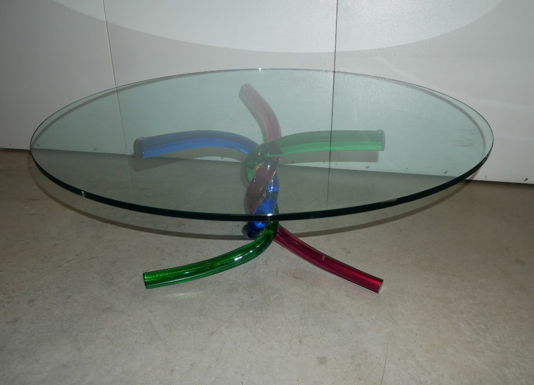 Murano glass coffee table. Likely Seguso glassworks